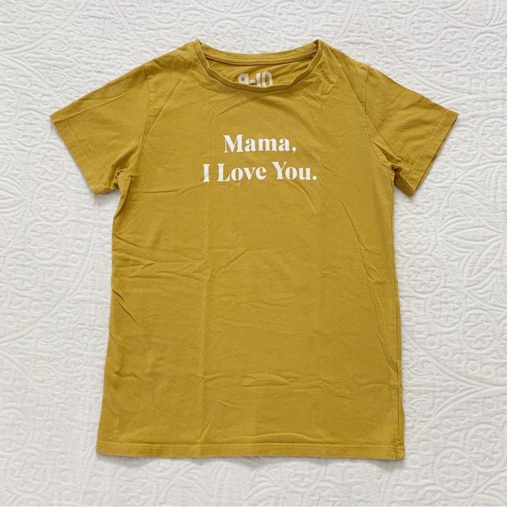 Cotton On Kids' Mama I‎ Love You T-Shirt, Mustard Yellow